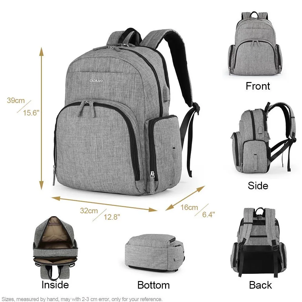COLORLAND 2019 new multi-functional large-capacity thermal insulation back milk bag shoulder Mummy bag usb interface