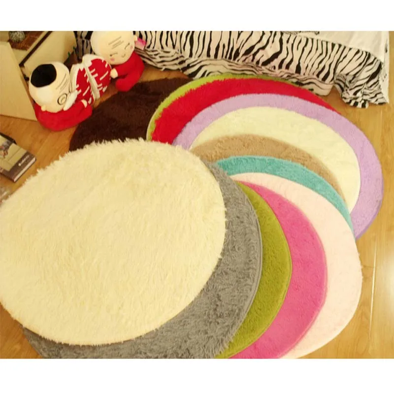 25mm&45mm Plush Thicken Soft Shaggy Area Round Rug Living Room Carpet Bedroom Floor Mat Slip