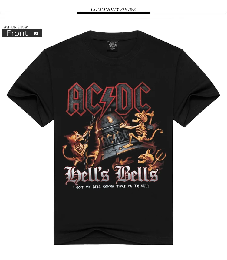 Для мужчин/для женщин хлопок AC/DC BELL'S колокольчики футболки рок группа футболка Летняя acdc футболка для мужчин твердые черные мужские топы свободная футболка s