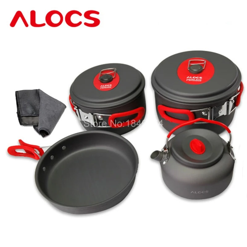 Alocs moderna 7 unids acampar al aire libre cocina Utensilios de cocina backpacking cocina picnic spon ollas sartén hervidor conjunto cw-c06s
