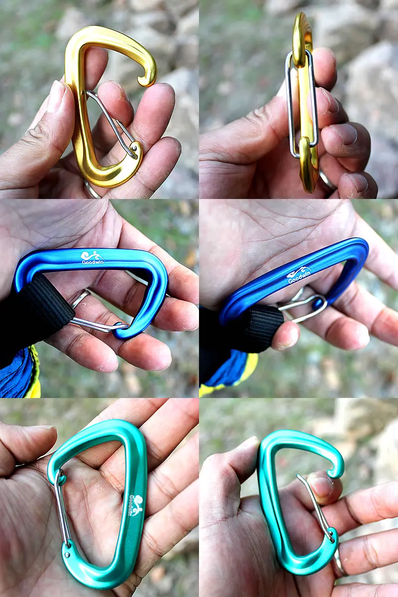 12KN Light Weight Portable Hammock Aluminum Alloy Carabiners and hooks for Outdoor Camping,travelling hammock