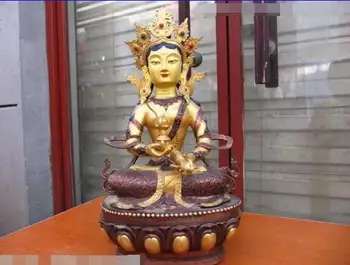 

S3871 21"Tibet Buddhism Copper Bronze painted Vajrapani Avalokitesvara Buddha statue