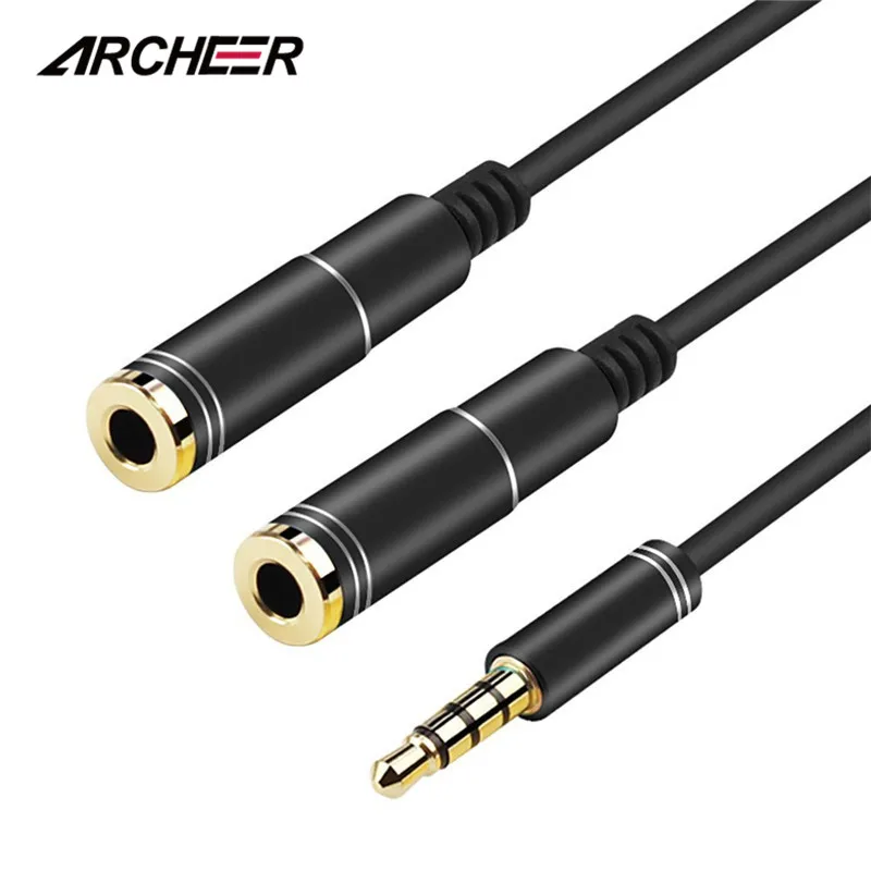 

ARCHEER 3.5mm Male to 2 Female Jack Audio Splitter Cable Headphone Splitter Adapter 4-Pole Aux Cable for iPhone for Samsung PC