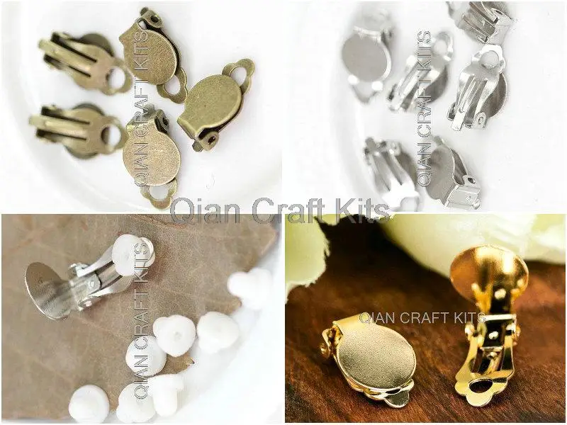 

250sets mix color or your pick Silver,gold,antique bronze Clip On earrings w/10mm pads and free silicon protection pads