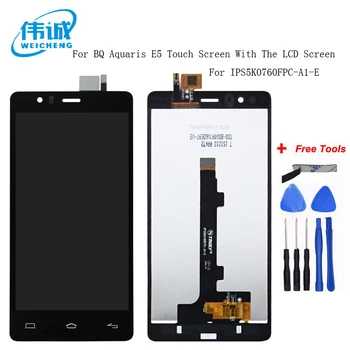 

WEICEHNG Tested Well LCD Display+Touch Screen Digitizer For BQ Aquaris E5 FHD 0760 IPS5K0760FPC-A1-E + Tempered Glass