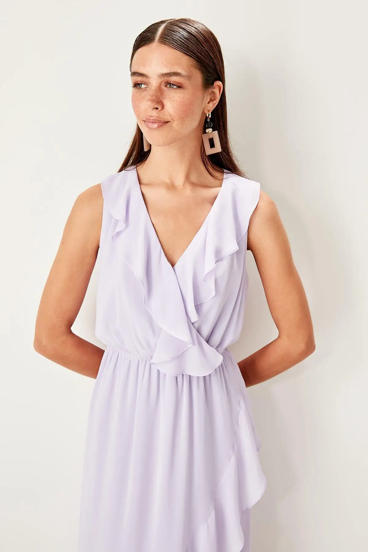 Trendyol Сиреневое платье с оборками TWOSS19LJ0359|Платья| |