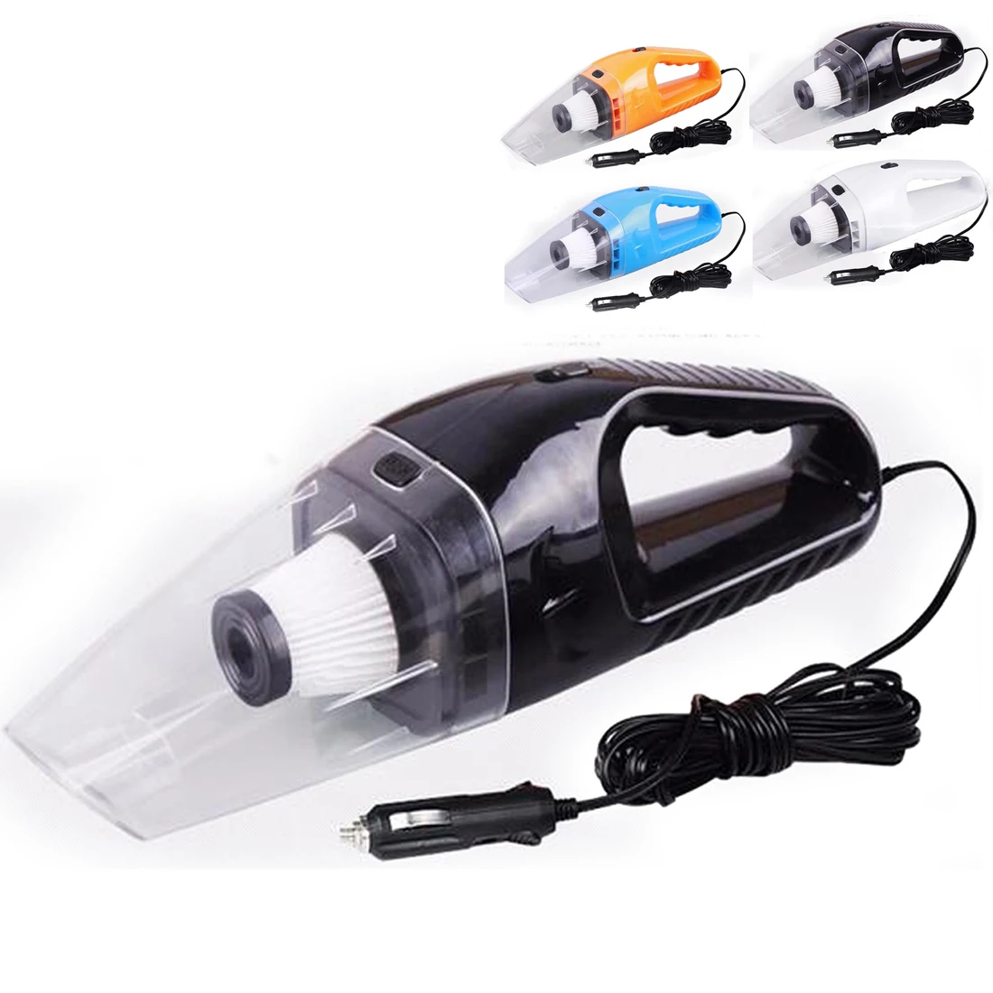Black Portable Car Vacuum Cleaner Wet and Dry Dual Use With Power 120W 12V 5 Meters Cable Super Absorb