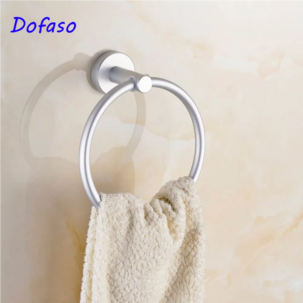 

Dofaso Aluminum Bathroom round towel holder shelf Wall Mounted towel Rack ring washcloth rack