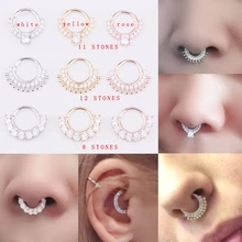 

Sellsets fashion 1piece Silver Gold Color CZ Nose Ring Daith Piercing Septum Jewelry Fake Ear Plugs