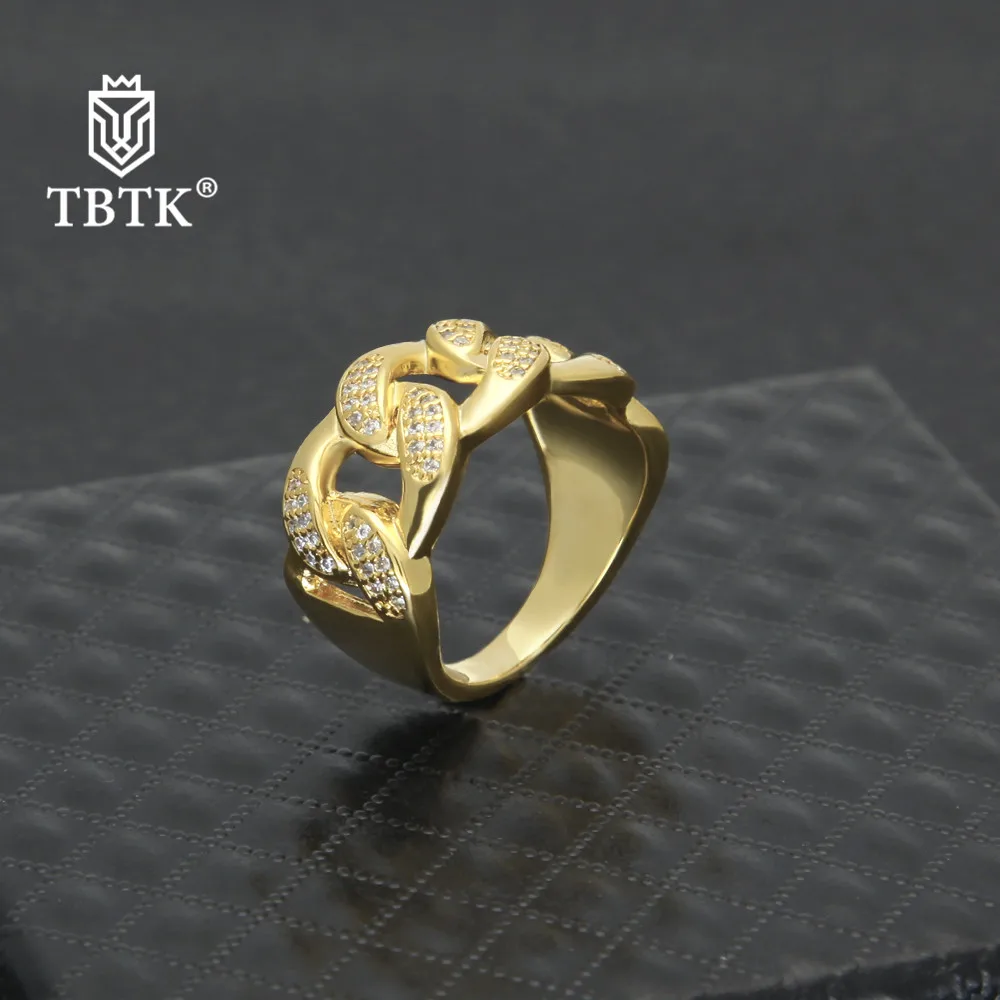 cheap TBTK Size 8 10 Link Circle Ring Gold Silver Beautiful Luxury Finger Jewelry Cooper Refined Ring Punk Man Fashion Trendy Rings
