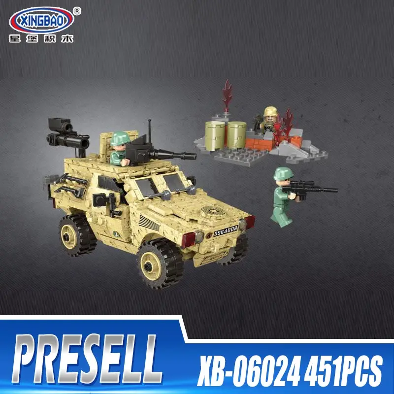 

XINGBAO 06024 451PCS Military Series The Wheeled Armored Vehicle Set Building Blocks Bricks Car Model Kid Toys Christmas Gifts