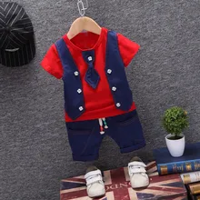 Комплект одежды для новорожденных мальчиков 0-3 лет, красивый жилет с галстуком, футболка Топы, шорты, комплект одежды# LRSH