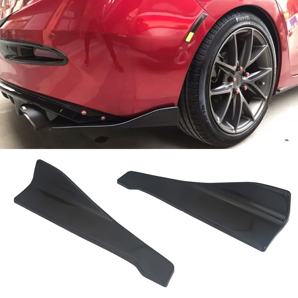 Black-Carbon fiber, 48CM JY Sdyl Universal Car Side Skirt Rocker Splitter Rear Bumper Lip Splitter Wings Aprons Anti-Scratch Diffuser Winglet Protector