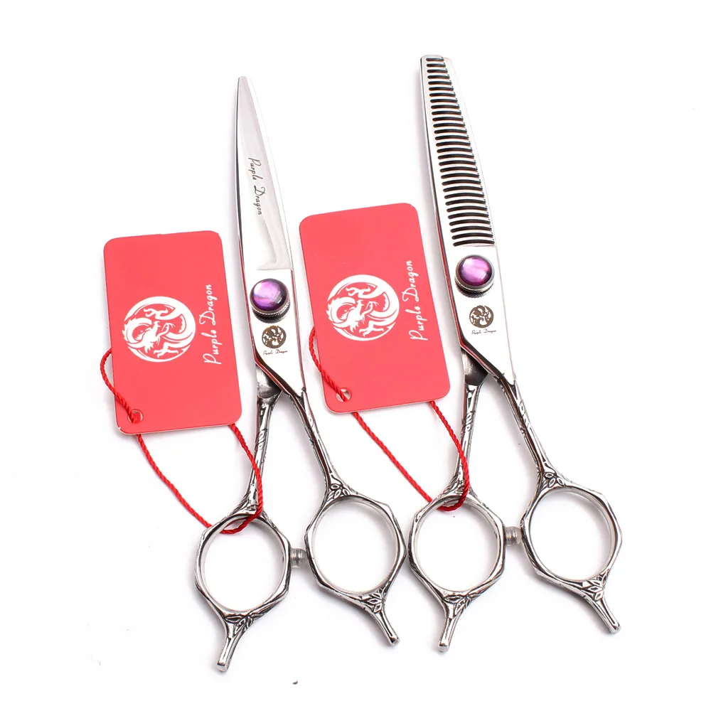 

6.0" 17.5cm 440C Purple Dragon Violet GEM Hairdressing Scissors Normal Shears Thinning Scissors Professional Hair Scissors Z9018