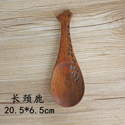 Япония стиль Маленькая деревянная ложка с ручкой мультфильм изображение прекрасный для риса специально для не липкой Рисоварки - Цвет: 2