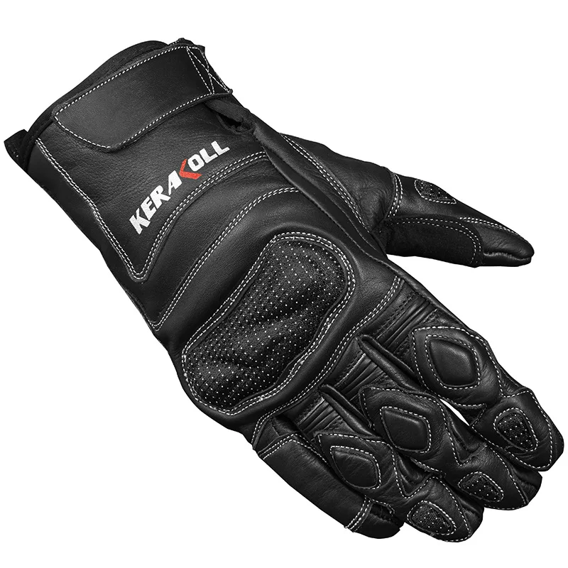Genuine Leather Motorcycle Gloves Long Wrist Men Racing Motocross Long