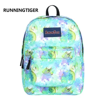 

Running Tiger Kiwi Fruit Print Women Backpack Cute Fashion Schoolbag For Girl Teenagers Laptop Rucksack Female Bagpack Book Bag
