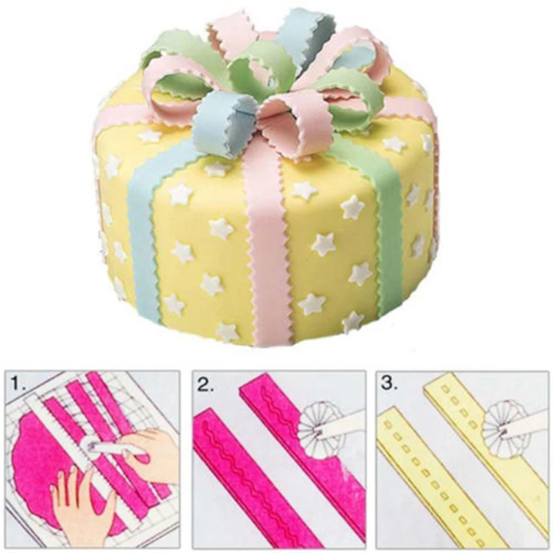 1PC Plastic Fondant Rolling Cutter Cake Lace Decorating Embosser Tools