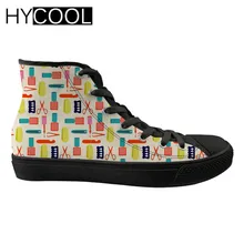 HYCOOL; женская прогулочная обувь; женская обувь с принтом визажиста; высокие кроссовки для женщин; легкая парусиновая спортивная обувь;