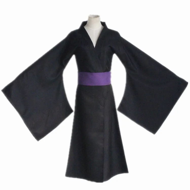 Аниме Noragami Yato Косплей Костюм Полный комплект черное кимоно юката (одежда + ремень)
