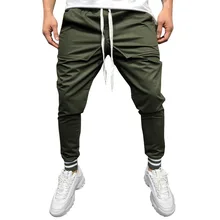 New Solid Pleated Joggers Casual Gym Fitness Pantalones Hombre Cotton Elastic Waist Safari Pants Men Loose Sport Sweatpants
