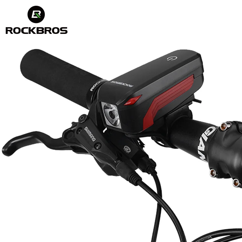 

ROCKBROS Bicycle Light Rechargeable2 In 1 Bike Bell Horn Bike Front Flashlight 350 Lumen USB MTB Waterproof Light Electric Bell