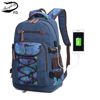 

Fengdong teenage boys cool school backpack large capacity canvas school bags men travel sports backpack student book bag backbag