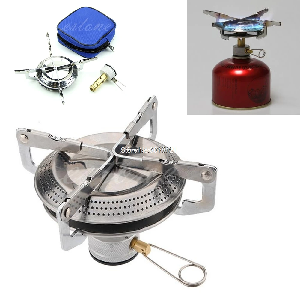 

Camp Backpacking Case Outdoor Stainless Steel Gas Stove Picnic Hiking BBQ