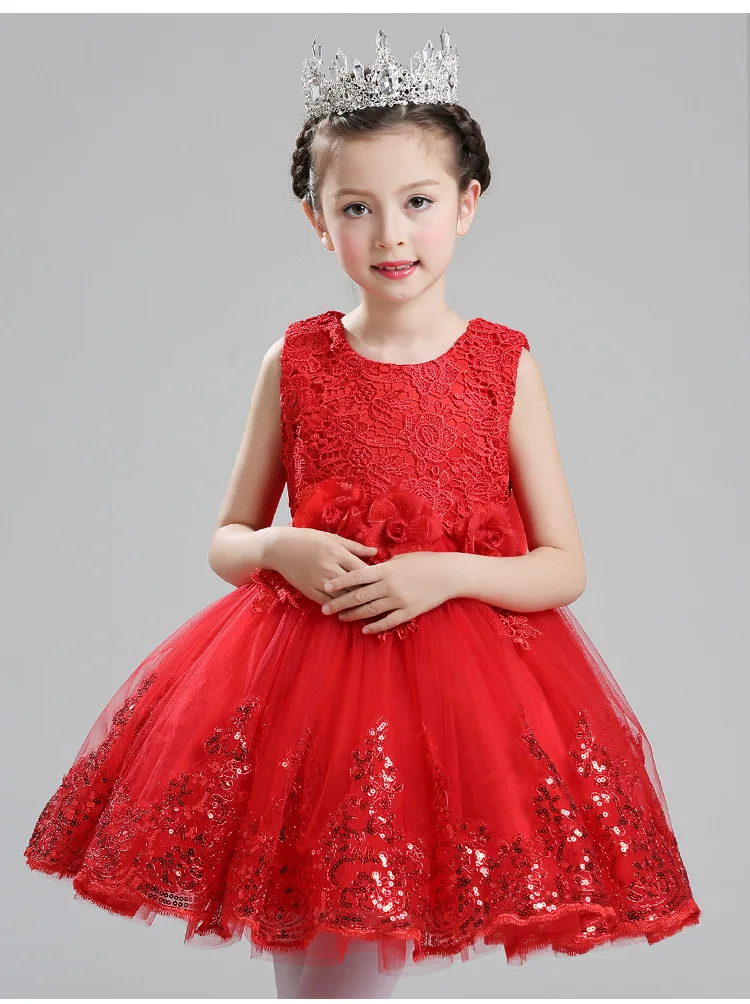 Высококачественное розовое платье с блестками для маленьких девочек на 1 год