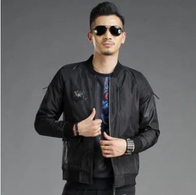 

Autumn and Winter New Men Badge Shoulder Baseball Jackets Slim Plus Size Clothing Cotton Thicken Black Casual Outerwear Tops