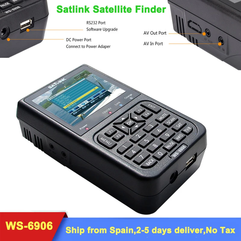 

Original Satlink WS-6906 DVB-S FTA Digital Satellite Signal Meter 3.5 inch LCD Display Screen WS 6906 satellite Finder WS6906