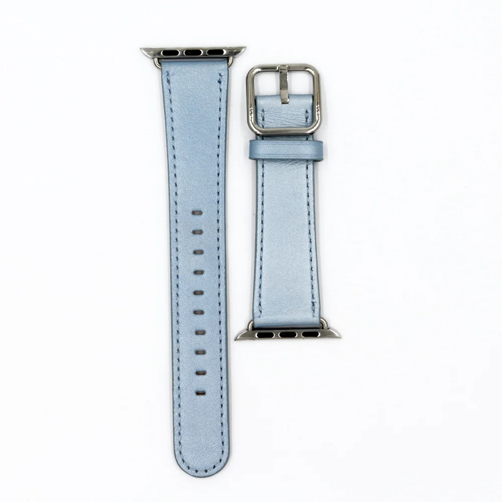 URVOI кожаный ремешок для apple watch серии 4, версия 1, 2, 3, ремешок из телячьей кожи ремешок для наручных часов iwatch, классические квадратные пряжки GEN.2 40/44 мм - Цвет ремешка: Light blue