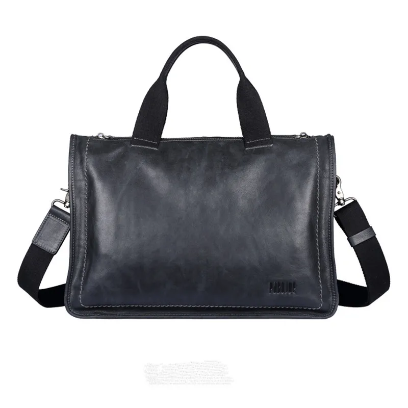 

Pabojoe brand High-end business genuine leather handbag Men cow leather Messenger Bag Retro large capacity Shoulder Bag