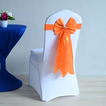 

Burgandy colour wedding chair sash long tail wedding butterfly bow tie lycra band stretch bow tie ribbon chair decoration sale
