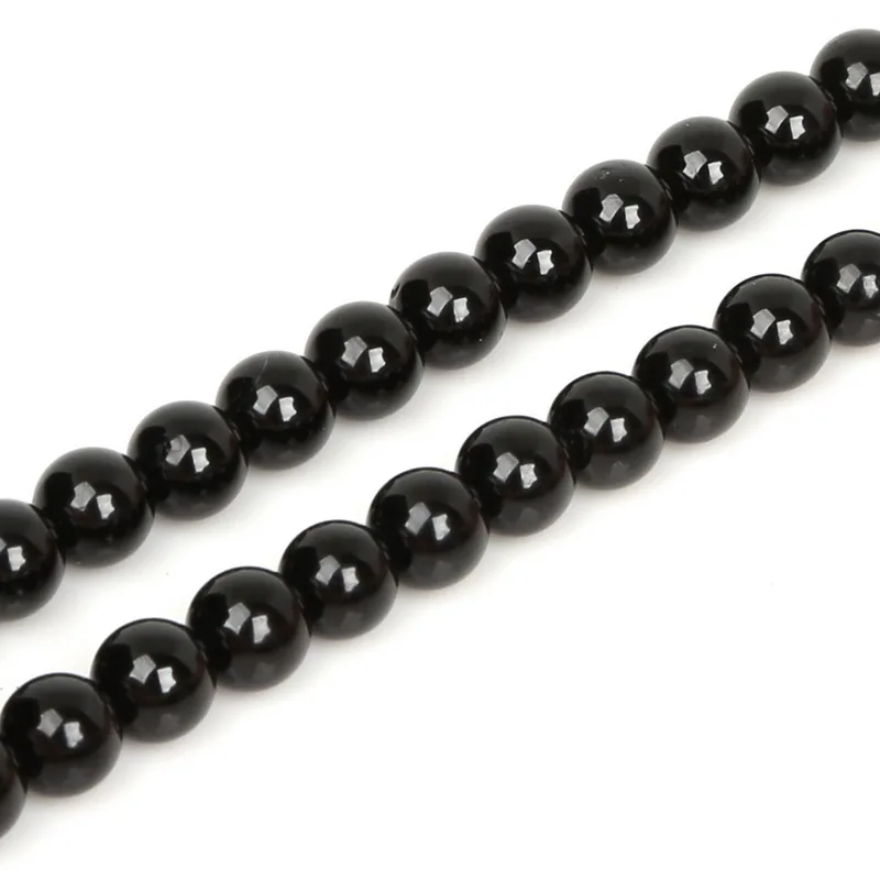 

NiceBeads AAA+ Natural Black Tourmaline Round Loose Beads 15" Strand 4 6 8 10 MM Pick Size For Jewelry Making