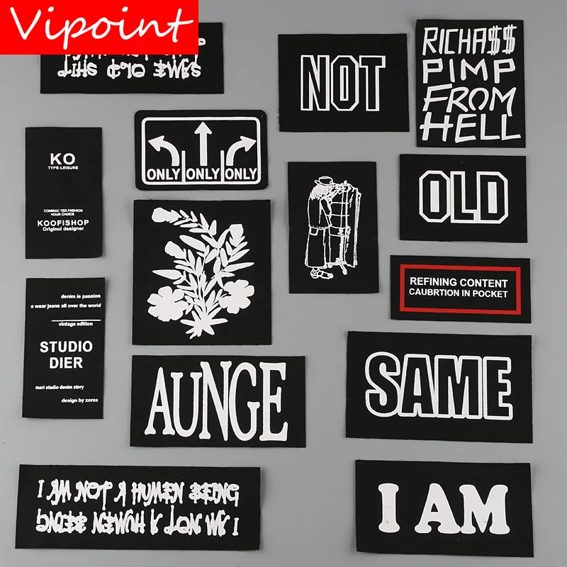 

VIPOINT one set embroidery printed warning patches letter alphabet patches badges applique patches for clothing YM-28