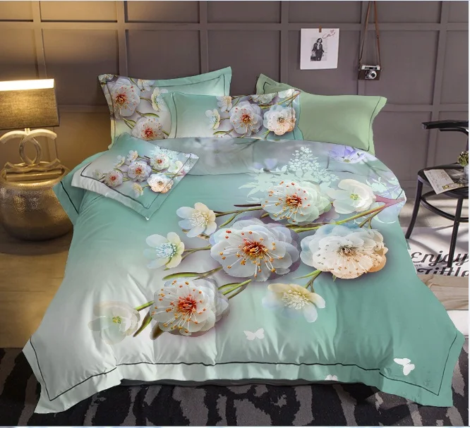

New Beautiful 3D Flower Rose Pattern Bedding Set Bed sheets Duvet Cover Bed sheet Pillowcase 4pcs
