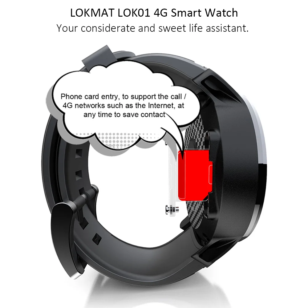 Смарт-часы LOKMAT LOK 01 4G Bluetooth 4,2, 3 Гб+ 32 ГБ, Android 7,1, фитнес-трекер, монитор сердечного ритма, WiFi, gps, Bluetooth, умные часы
