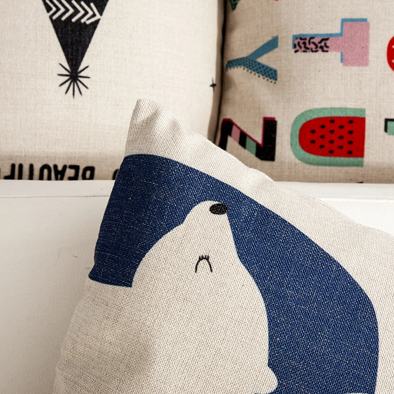 الشمال هندسية كيس وسادة الطفل الكرتون الدب وسادة غطاء وسادة المنزل الزخرفية قطني الوسائد الكتان المخدة كنبة مكتب