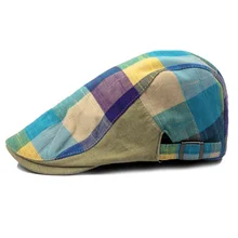 Casual Retro sombrero señoras hombres y mujeres Primavera Verano sol Plaid tartán adelante sombrero señoras Newsboy Cap