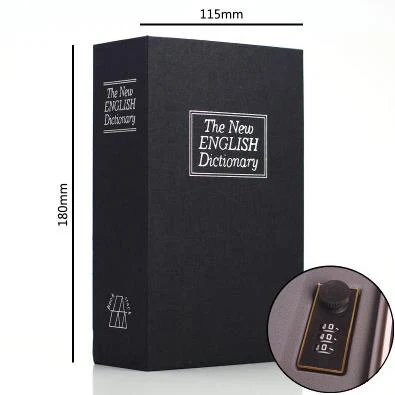 English Dictionary Safe Book Bank Shaped Piggy Bank Metal Coin Bank Money Box Figurines Saving Money Home Decor Gift For Kids - Цвет: Black with Password
