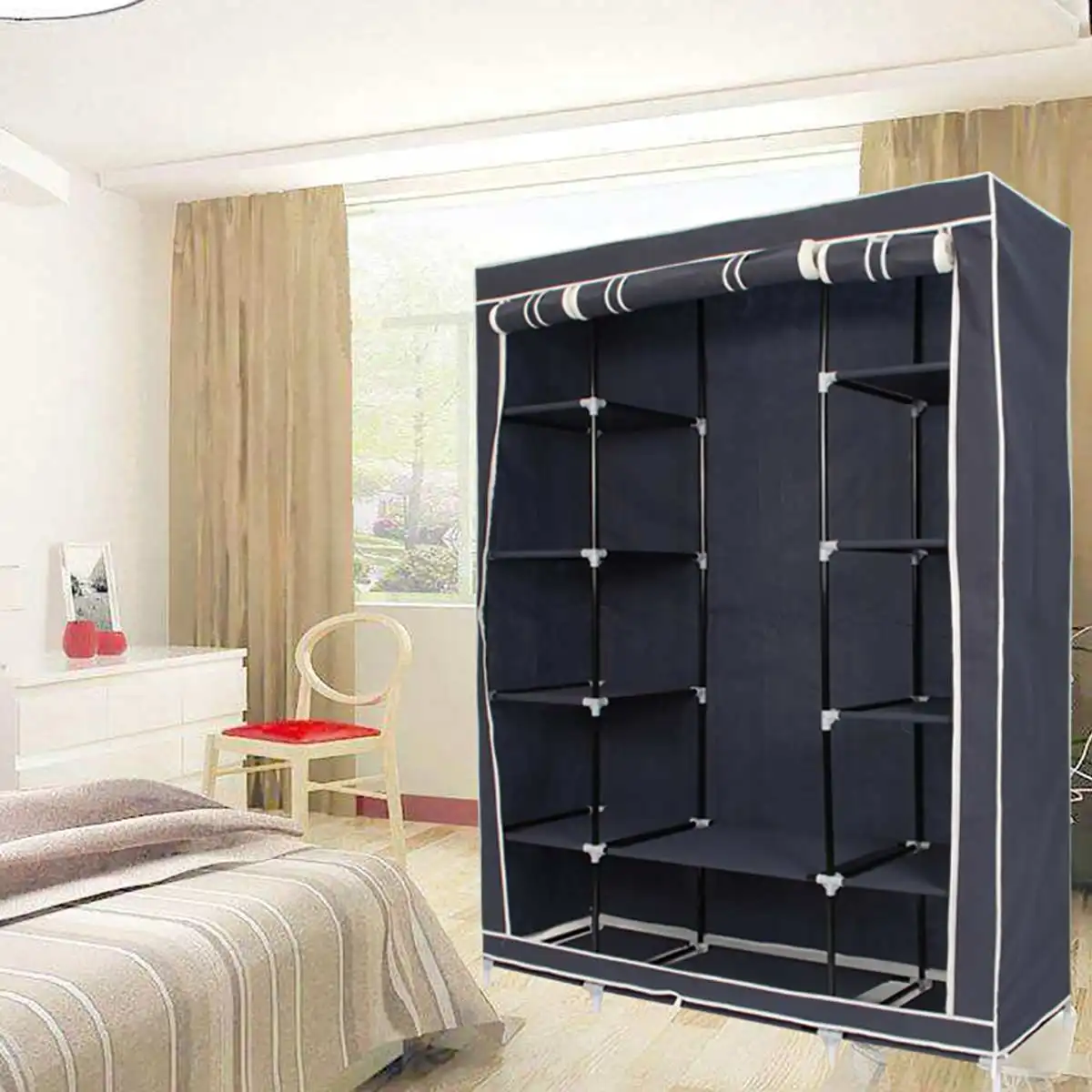 Us 53 74 51 Off Lowest Price Modern Non Woven Cloth Wardrobe Storage Cabinet Diy Fold Portable Storage Cabinet Multifunction Dustproof Closet In
