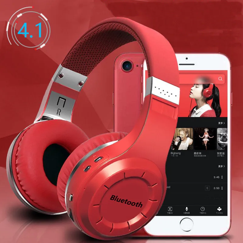 Red Headphone Bluetooth наушники спортивные бас Беспроводные наушники с микрофоном для iPhone Смартфон Hands Free Bluetooth гарнитура Спорт - Цвет: Red Headphone