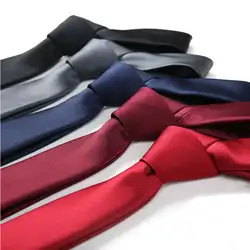 Новые мужские галстуки классические Полиэстеровые тканые однотонные вечерние галстуки модные тонкие 6 см свадебные деловые мужские