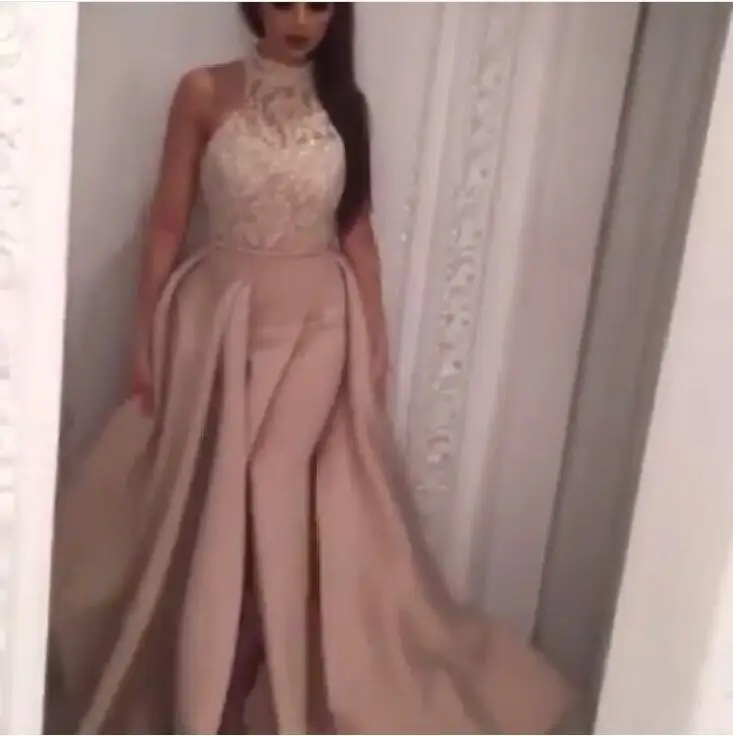 DZW470 vestido de festa пикантные бисер вышивка атлас вечернее платье 2019 с открытыми плечами Высокая средства ухода за кожей Шеи индивидуальный заказ