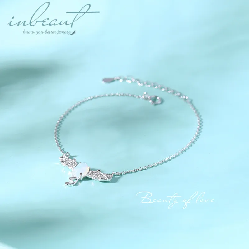 

inbeaut 925 Silver Blue Zircon Bat Bracelet Female Dark Night Flying Insect Beads Chain for Women Original Korean s925 Jewelry