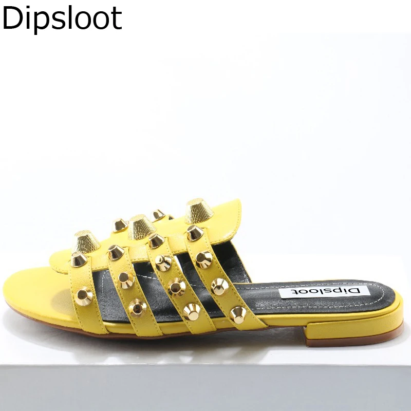 2017-Party-Beach-Dress-Shoes-Women-High-Quality-Flat-Studded-Caged-Flat-Slide-Sandals-Rivets-Embellished (2)
