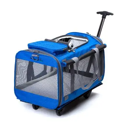 Съемный чехол на колесиках для домашних животных, переносная Автомобильная переносная сумка для кошек, сумка на плечо для домашних животных, вес до 10 кг, 1 шт - Цвет: Blue