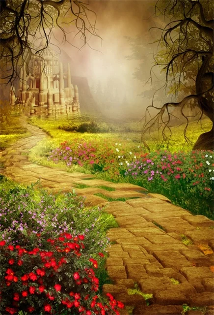 laeacco fairytale flowers pathway
