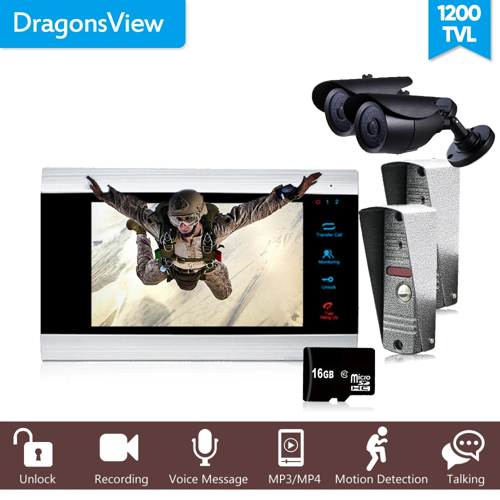 Dragonsview 7 дюймов видео дверь телефон домашняя система безопасности с камерой 1200TVL